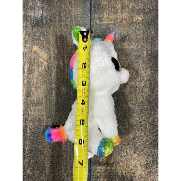Ty Beanie Boo Pixy Plush Stuffed Animal White Rainbow Unicorn Ty Silk! Soft! - Picture 4 of 8